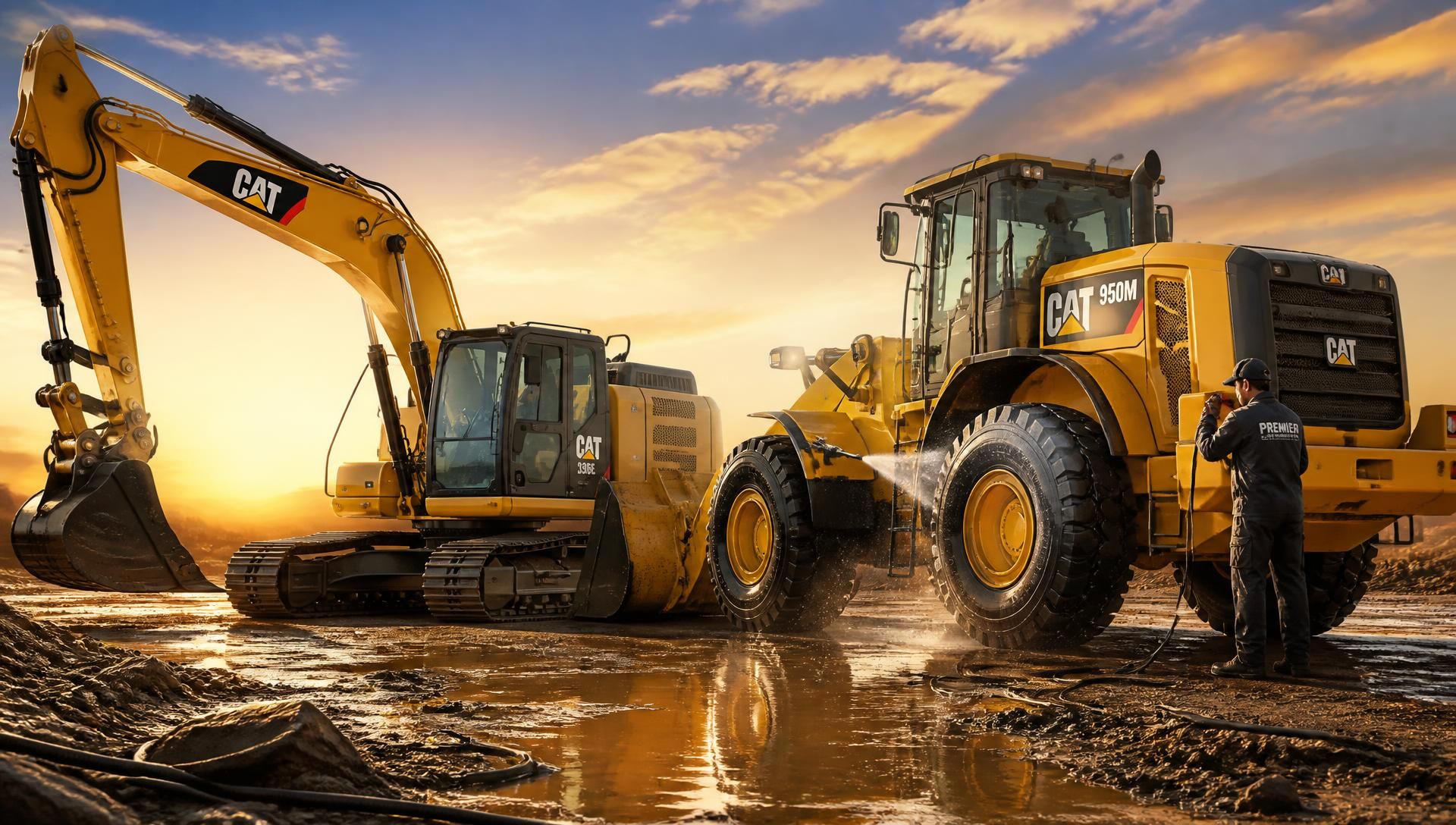 Professional construction equipment detailing service by Elite Auto Designs in DMV area