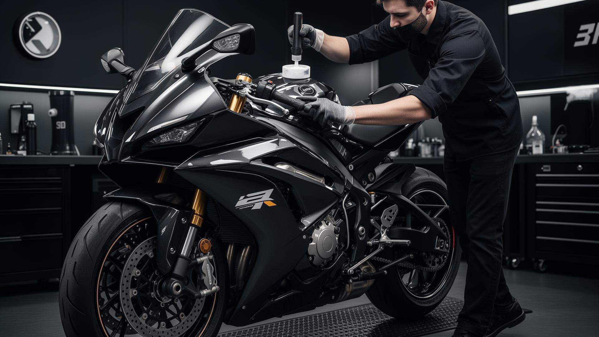 Professional motorcycle detailing service by Elite Auto Designs in DMV area