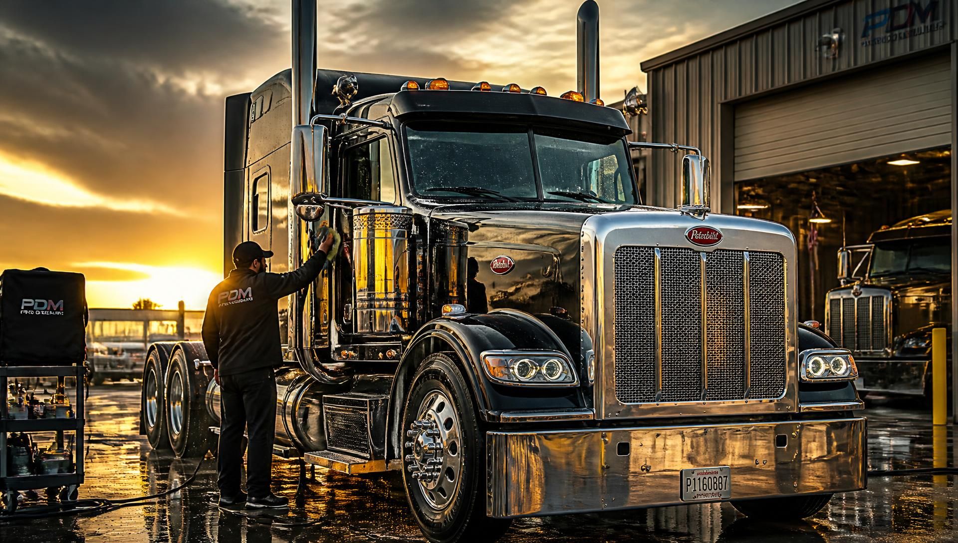 Professional semi truck detailing service by Elite Auto Designs in DMV area